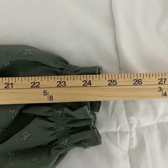 Democracy Boho Textured Dot Ruffle V Neck Long Sleeve Blouse Plus Size 2X Green - Picture 9 of 9